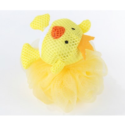 Animal Bath Ball Colorful Custom Frog  Mouse Chicken Cartoon Animal Sponge Mesh Bath Ball for Kids